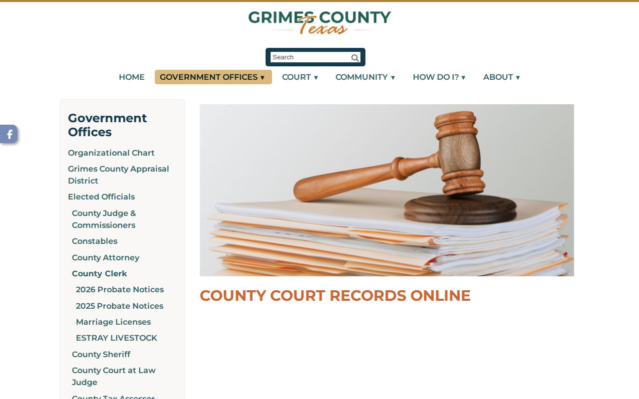 Grimes County released inmate court record search guide